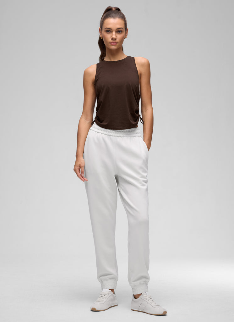 CRZ YOGA Women's Yoga Loose Fit Tops Pima Cotton Tank Ruched Racerback Periwinkle Purple