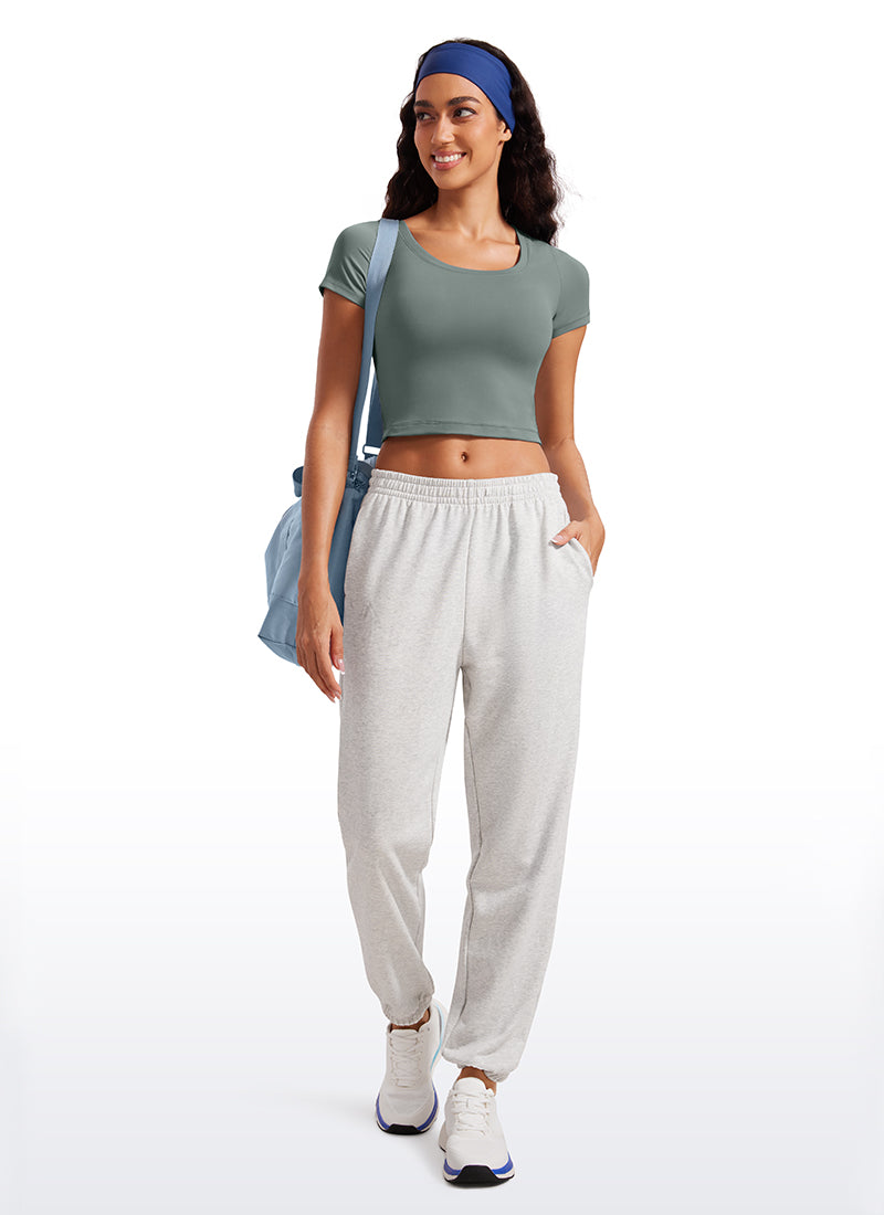 Butterluxe Scoop Neck Cropped Short Sleeves