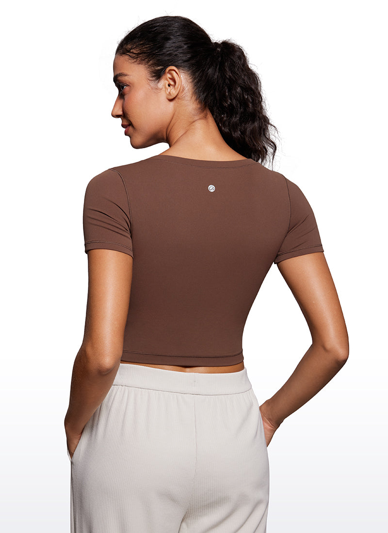 Butterluxe Scoop Neck Cropped Short Sleeves