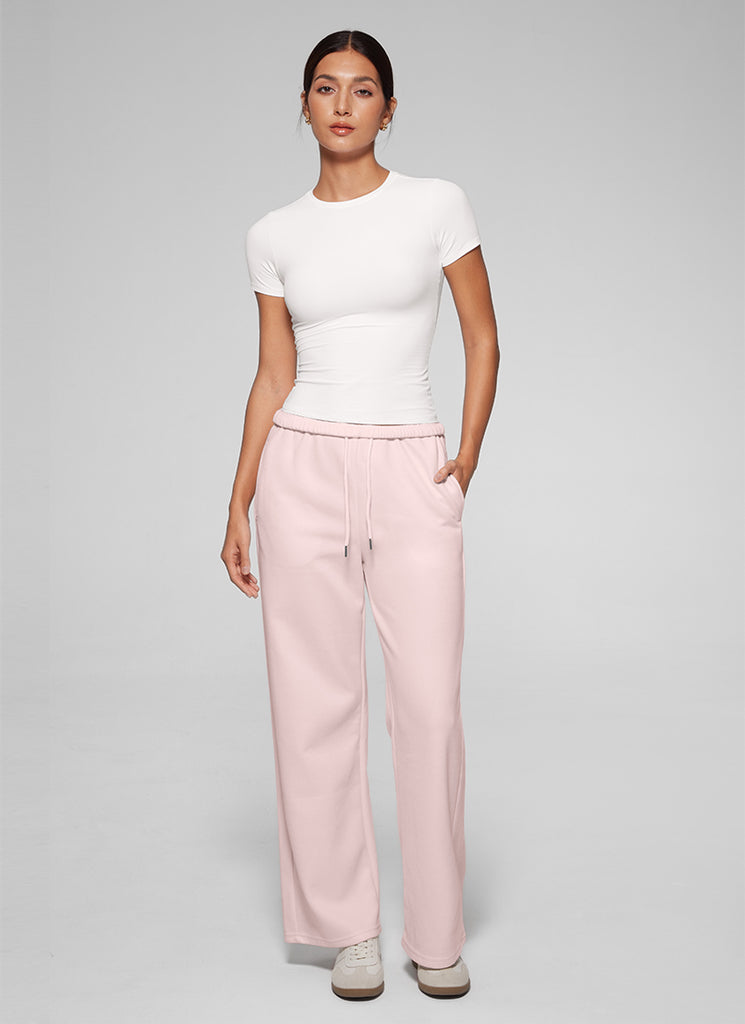 CRZ YOGA Women Going Out Tops Soft High Crew Neck Casual Tight Shirts White