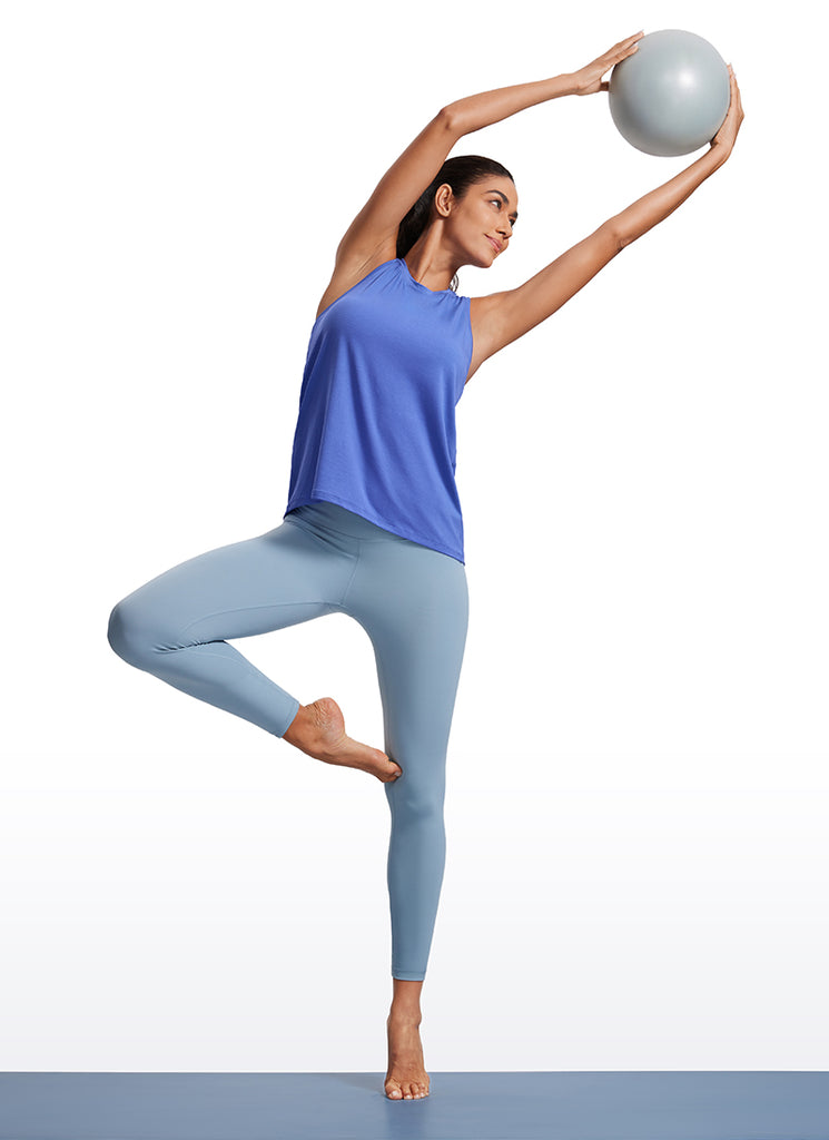 CRZ YOGA Women's Racerback Tank Tops High Crewneck Sleeveless Soft Flowy Hot Fudge Brown