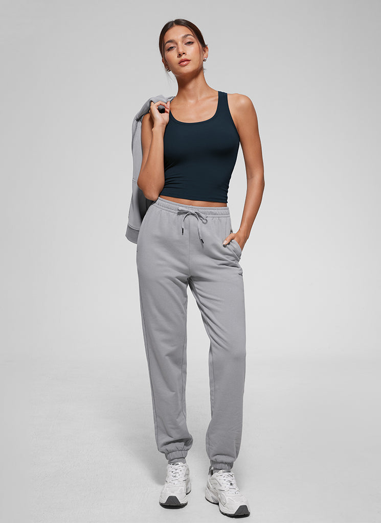 CRZ YOGA Women Softembrace Soft Double Lined Scoop Neck Tanks Casual Tops Sparkle Blue