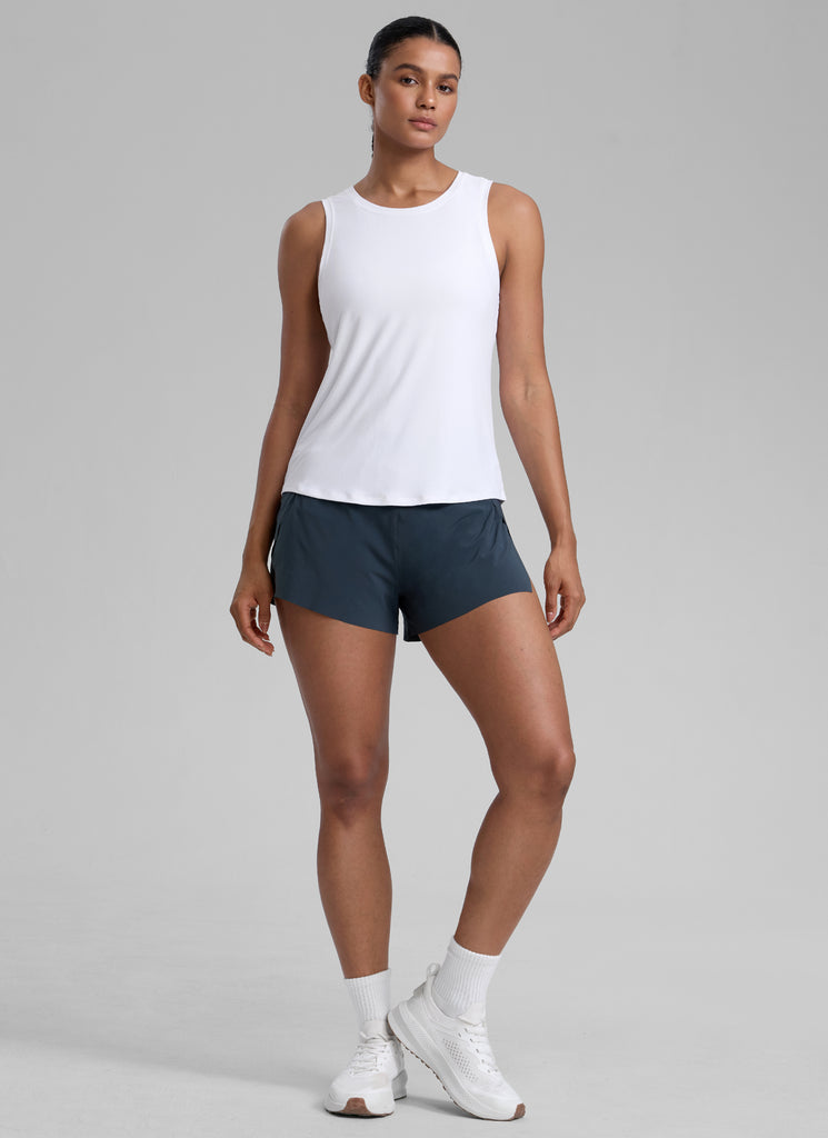 CRZ YOGA Women High Neck Cloudweight Open Back Lightweight Athletic Tank Black