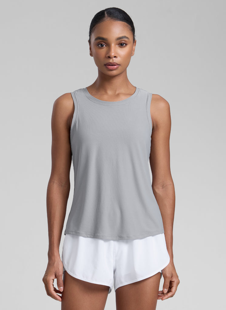 CRZ YOGA Women High Neck Cloudweight Open Back Lightweight Athletic Tank White