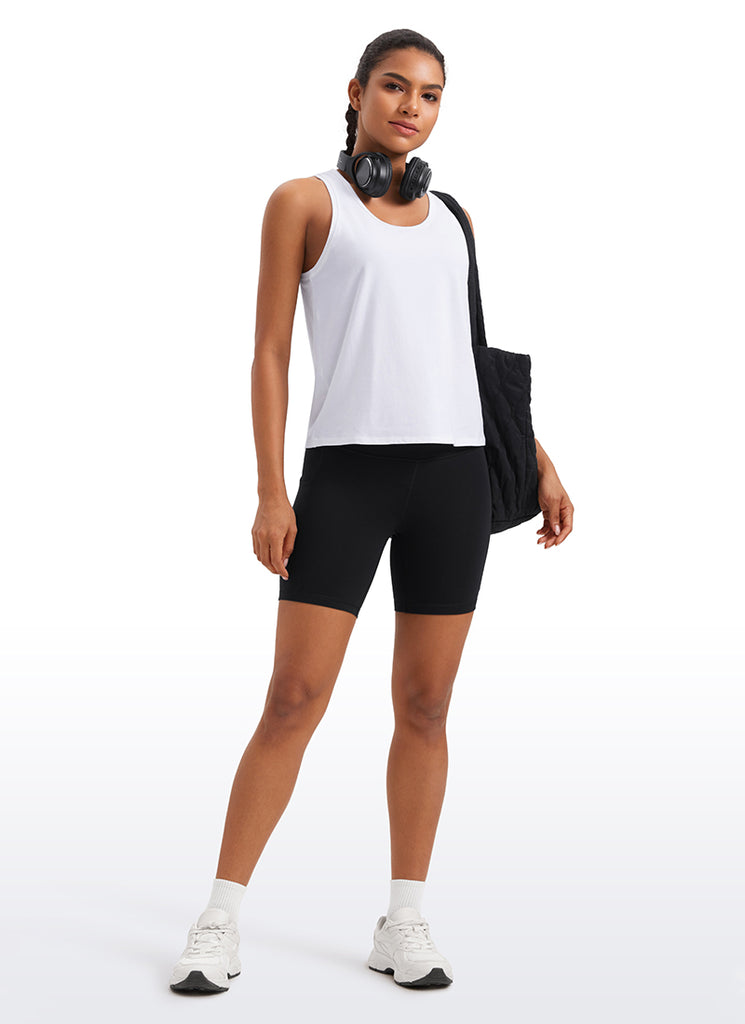 CRZ YOGA Pima Cotton Scoop Neck Racerback  Workout Sleeveless Tank Tops Black