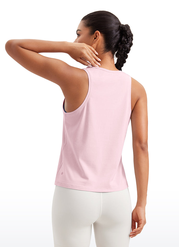 CRZ YOGA Pima Cotton Scoop Neck Racerback  Workout Sleeveless Tank Tops True Navy