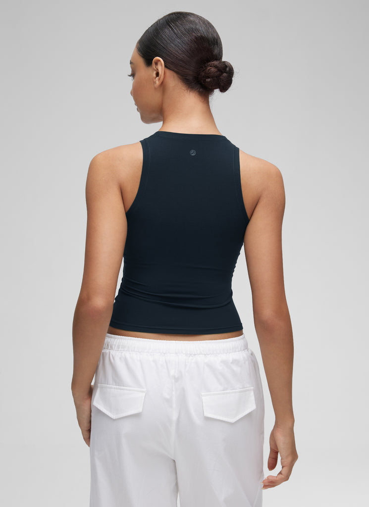 CRZ YOGA Women High Neck Casual Double Lined Sleeveless Tanks True Navy