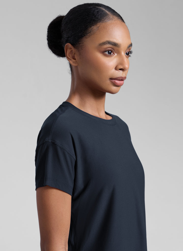 CRZ YOGA Women Cloudweight High Crew Neck Lightweight Loose Short Sleeve White