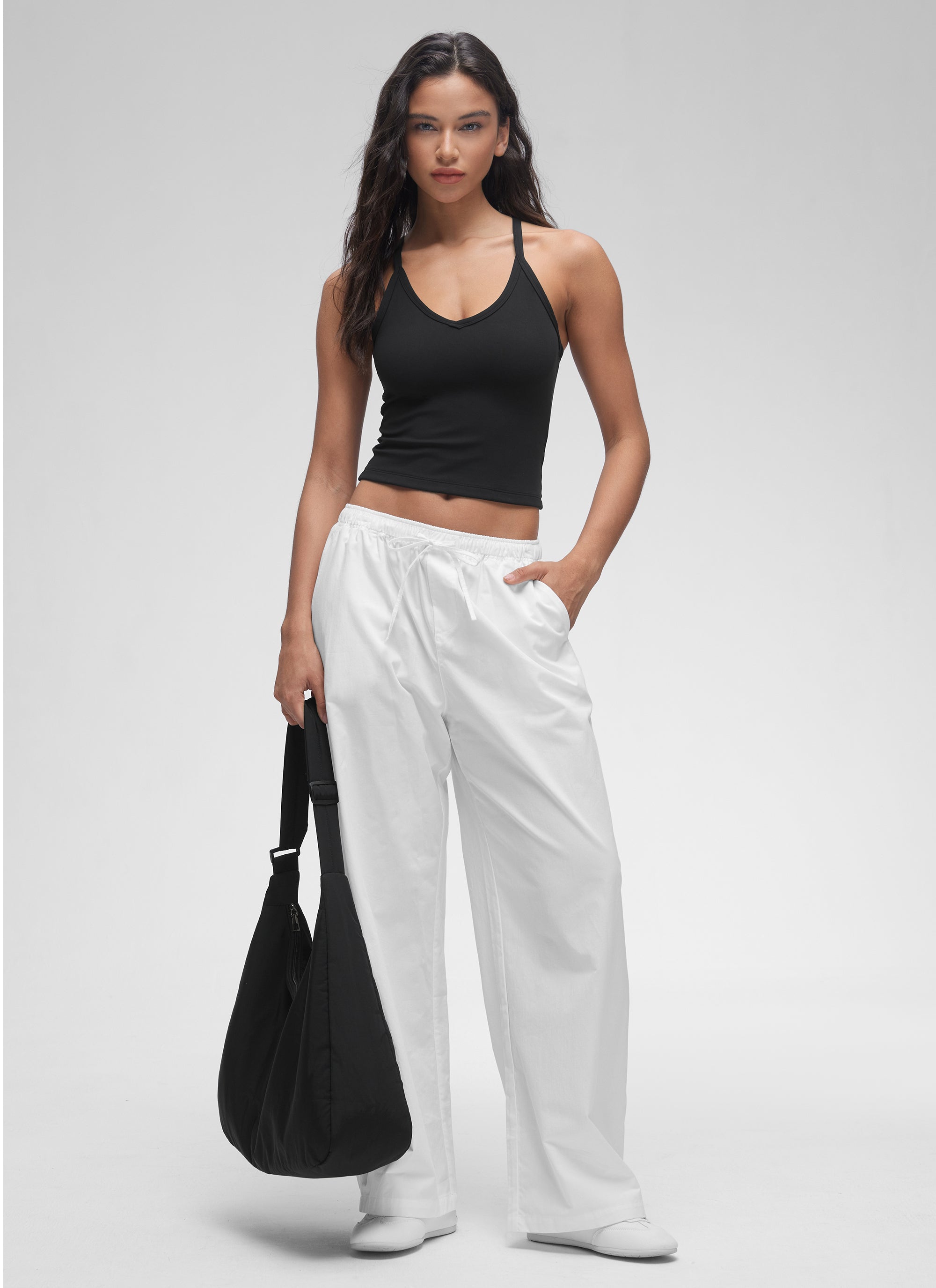 CRZ YOGA Butterluxe Soft Double Lined V Neck Racerback Tanks לנשים שחור