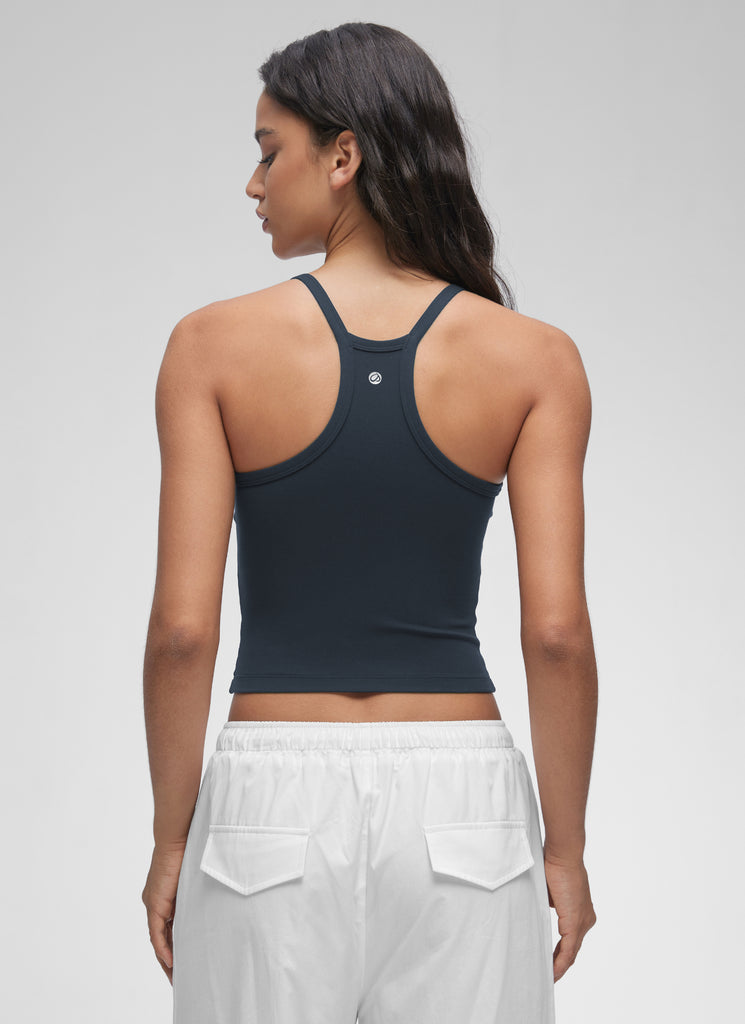 CRZ YOGA Women's Butterluxe Soft Double Lined V Neck Racerback Tanks White