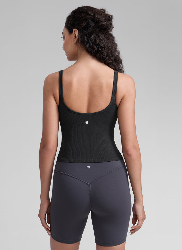 CRZ YOGA Women's Yoga Training Seamless Padded Open Back Sports Bra Black