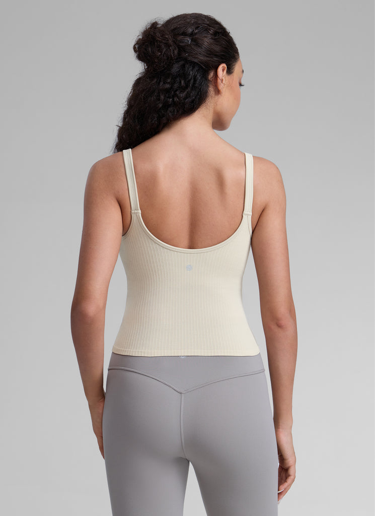 CRZ YOGA Women's Yoga Training Seamless Padded Open Back Sports Bra Mojave Tan