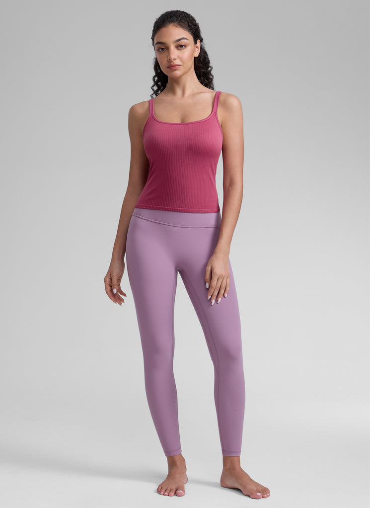 CRZ YOGA Women's Yoga Training Seamless Padded Open Back Sports Bra Washed Mauve