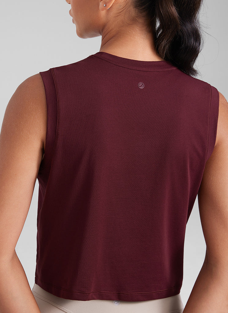 CRZ YOGA Women Workout Casual Poly Cotton-Blend Muscle Tank Quick Dry Deep Red