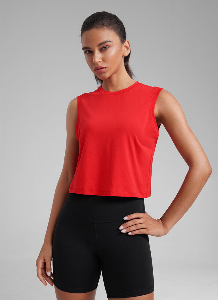 CRZ YOGA Women Workout Casual Poly Cotton-Blend Muscle Tank Quick Dry Grey Sage