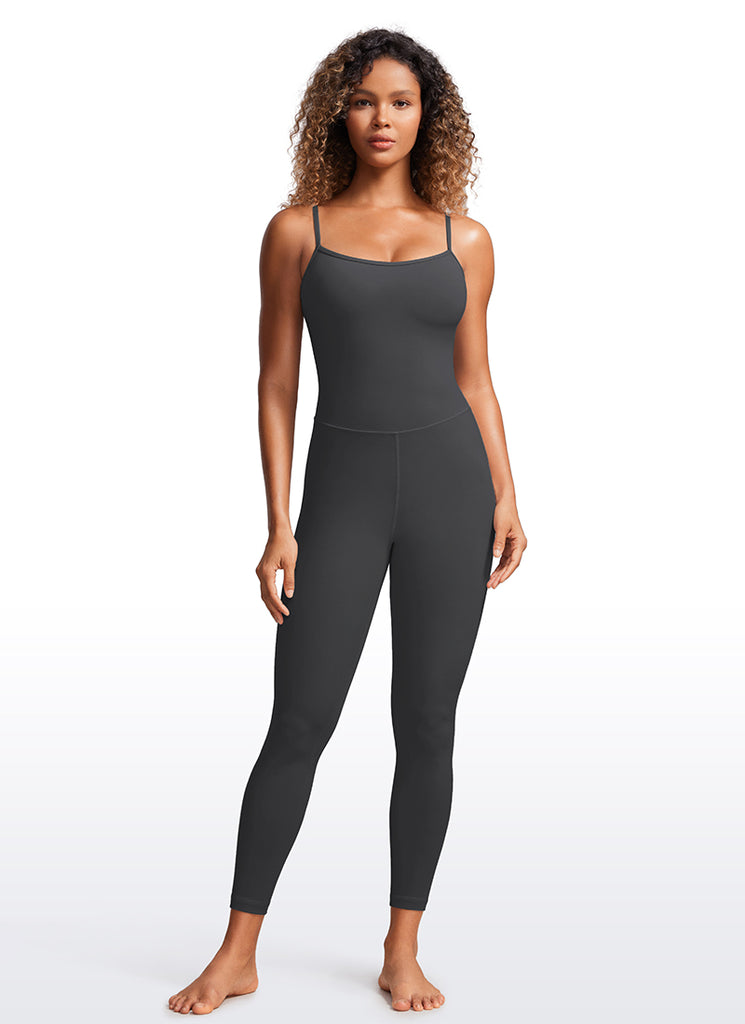 CRZ YOGA Women's Yoga Tight Fit Jumpsuits Build-in Bra Bodysuits Gull Gray