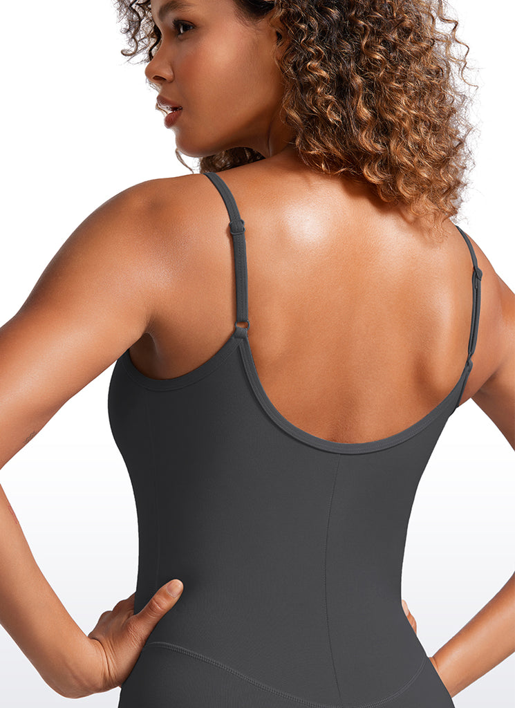 CRZ YOGA Women's Yoga Tight Fit Jumpsuits Build-in Bra Bodysuits Gull Gray