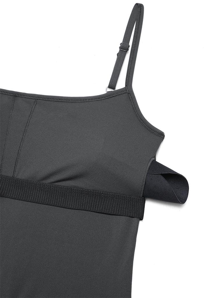 CRZ YOGA Women's Yoga Tight Fit Jumpsuits Build-in Bra Bodysuits Mysterious Grey