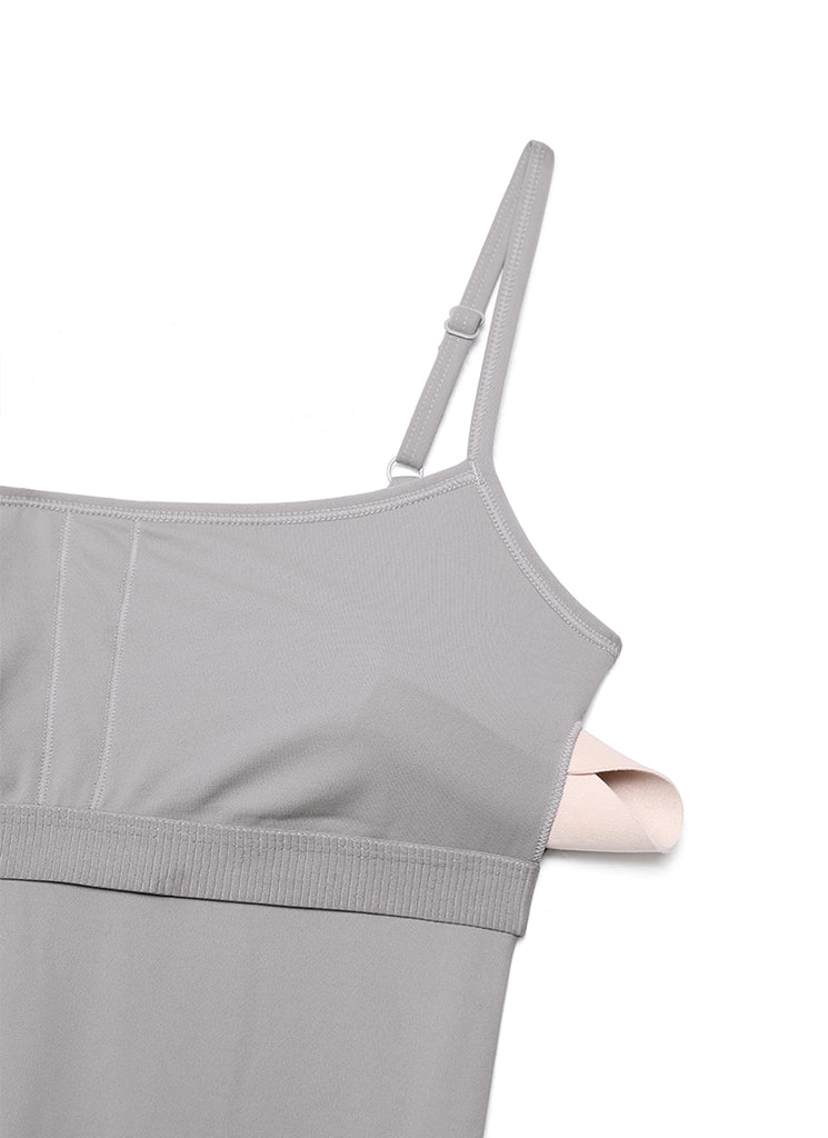 CRZ YOGA Women's Yoga Tight Fit Jumpsuits Build-in Bra Bodysuits Gull Gray