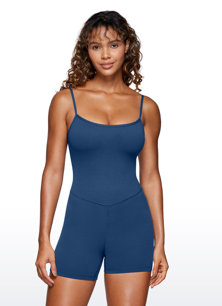 CRZ YOGA Women's Yoga Tight Fit Romper Shorts Bodysuit Jumpsuits Mysterious Grey