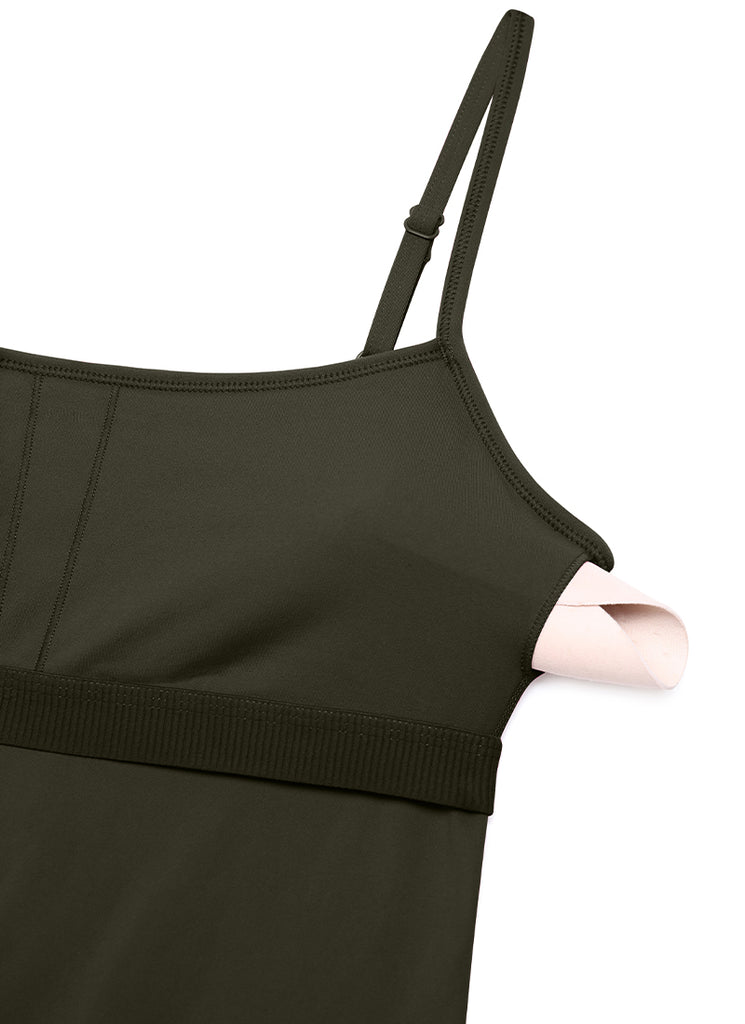 CRZ YOGA Women's Yoga Tight Fit Romper Shorts Bodysuit Jumpsuits Olive Green