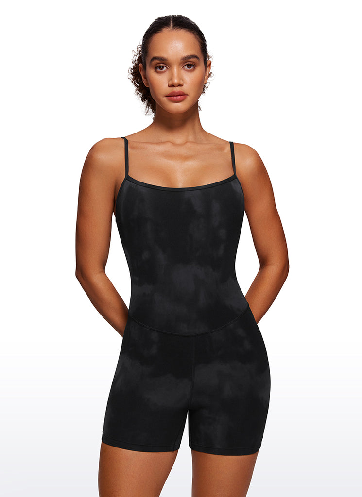 CRZ YOGA Women's Yoga Tight Fit Romper Shorts Bodysuit Jumpsuits Olive Green