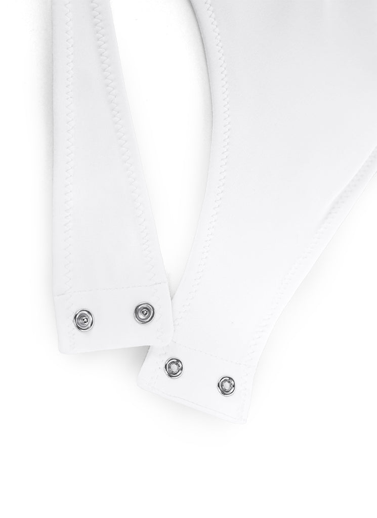 CRZ YOGA Women's Yoga Tight Fit High Neck Racerback Bodysuits White