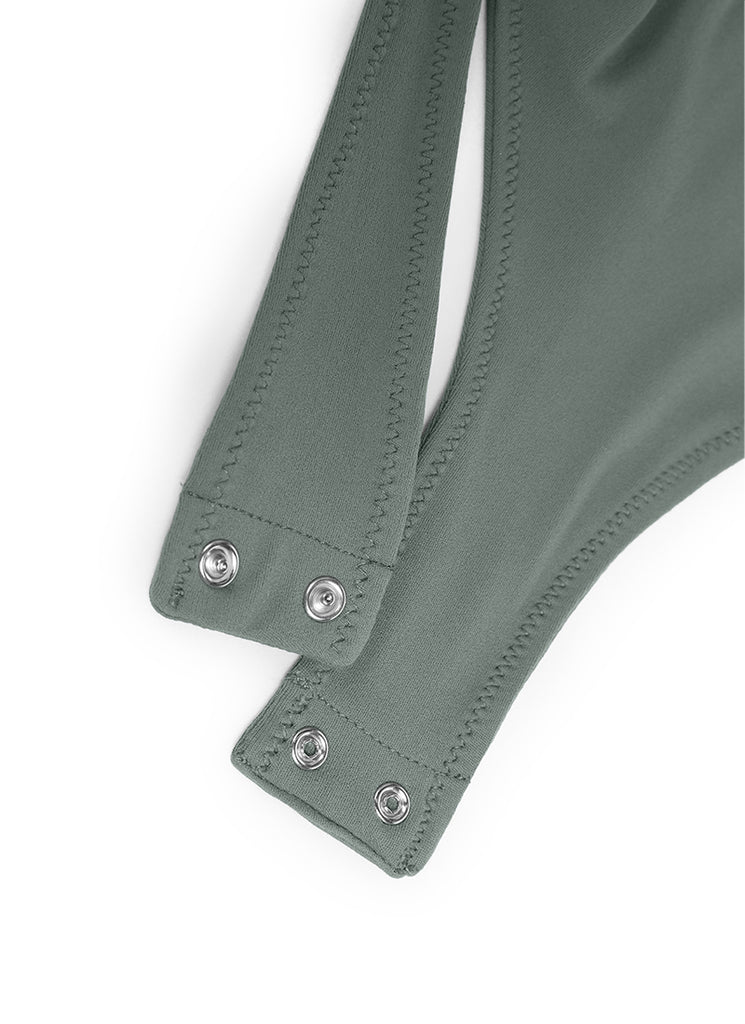 CRZ YOGA Women's Yoga Tight Fit High Neck Racerback Bodysuits Taupe