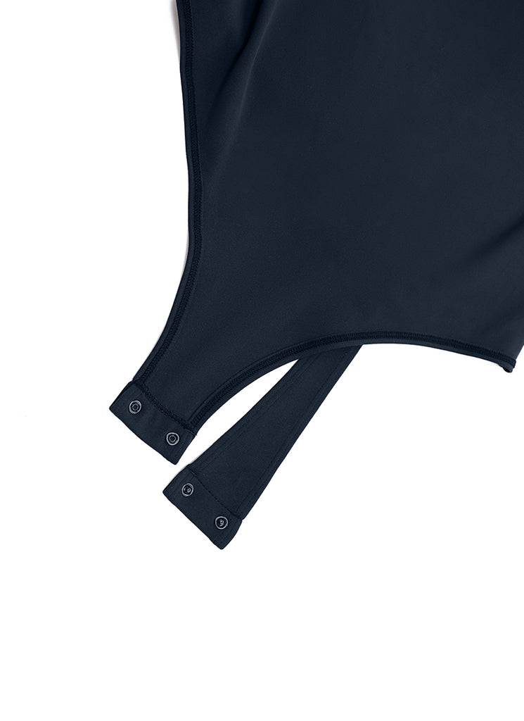 CRZ YOGA Women's Yoga Tight Fit Scoop Neck Short Sleeves Bodysuits Twilight Blue