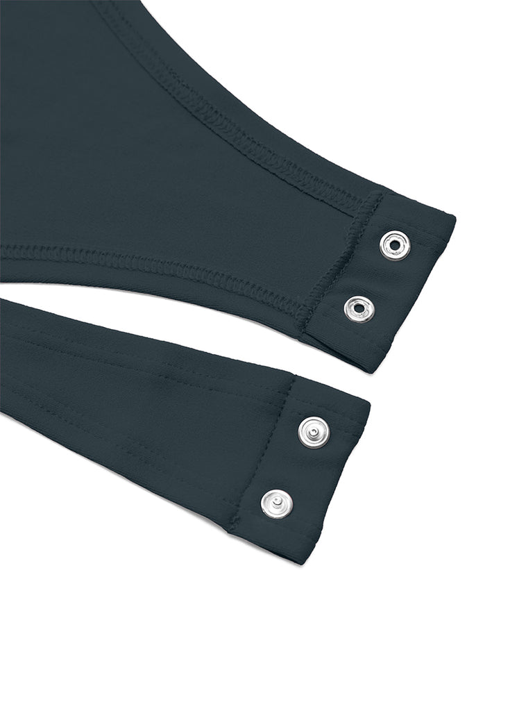 CRZ YOGA Women's Yoga Tight Fit Crew Neck Long Sleeves Bodysuits True Navy