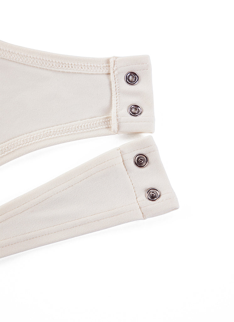 CRZ YOGA Women's Yoga Tight Fit Crew Neck Long Sleeves Bodysuits White Apricot