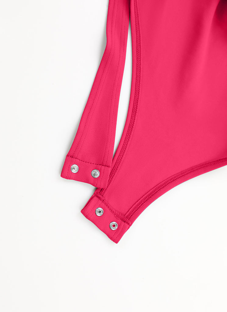 CRZ YOGA Women's Yoga Tight Fit Square Neck Long Sleeves Bodysuits Briar Rose