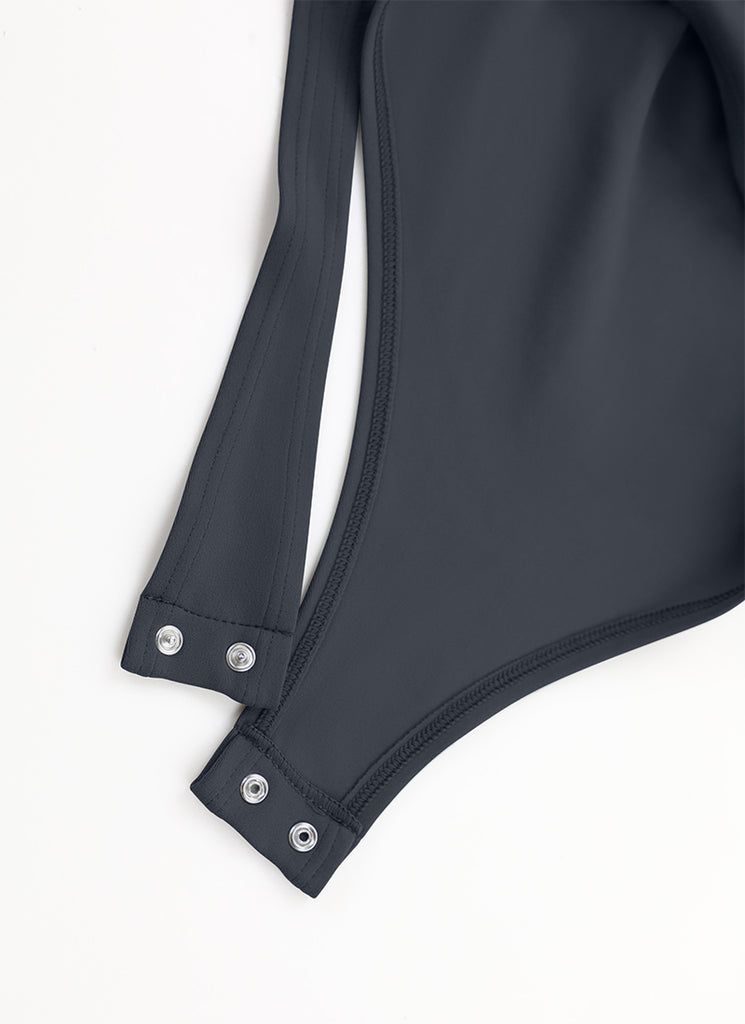 CRZ YOGA Women's Yoga Tight Fit Square Neck Long Sleeves Bodysuits Black