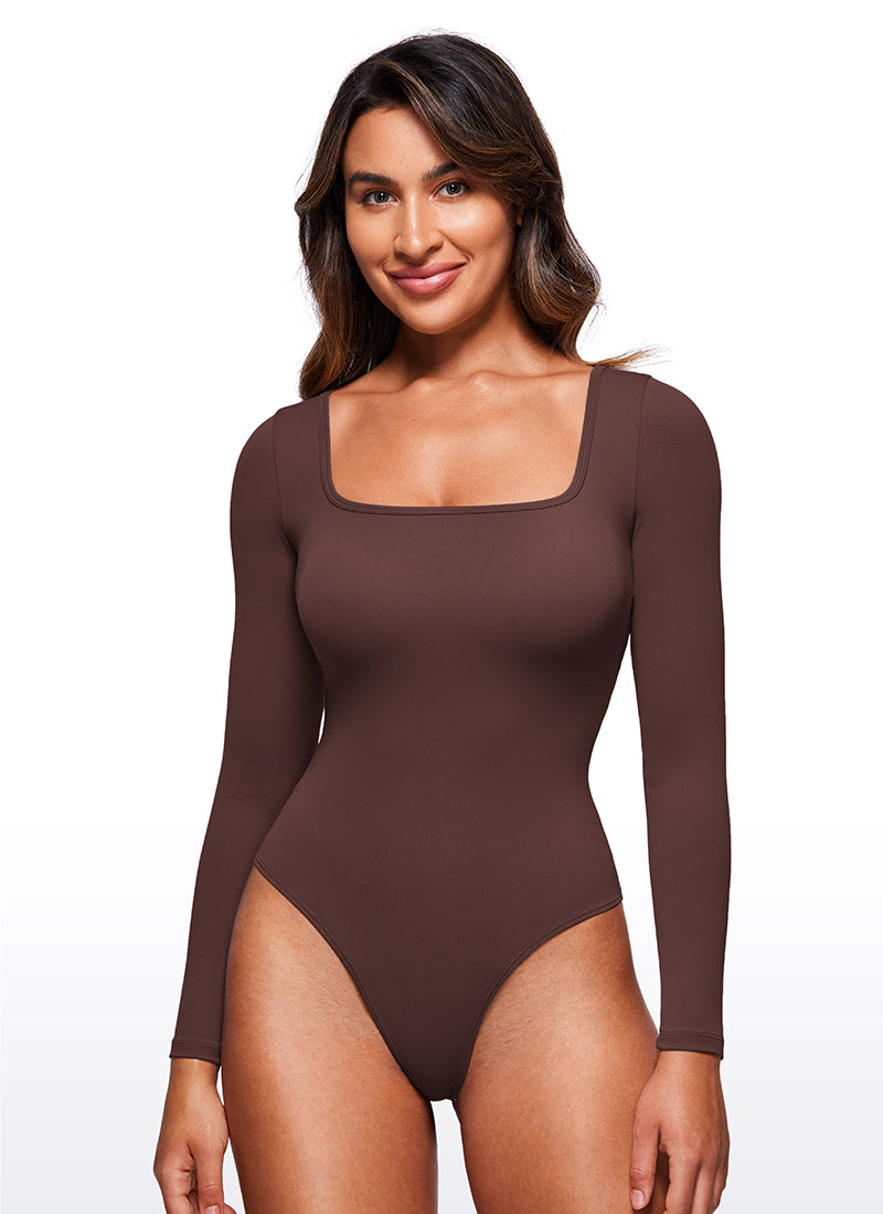 Butterluxe Square Neck Long Sleeve Bodysuits