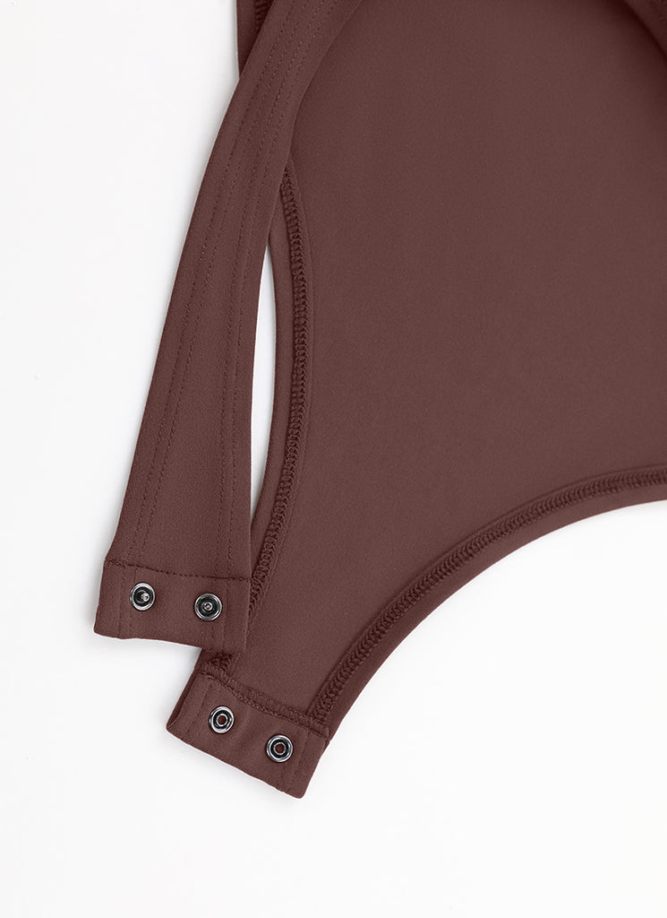 CRZ YOGA Women's Yoga Tight Fit Square Neck Long Sleeves Bodysuits True Navy