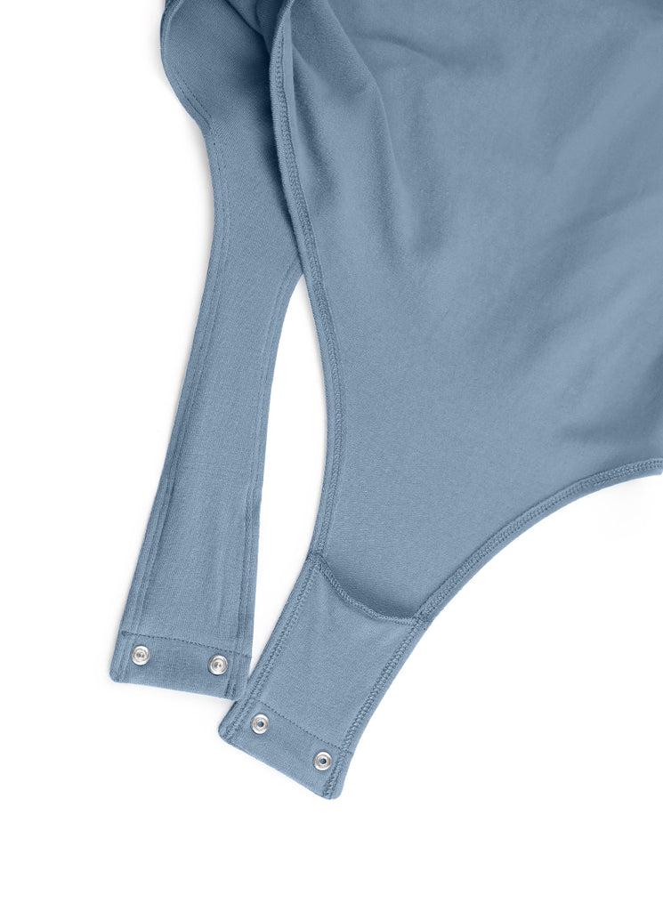 CRZ YOGA Women's Yoga Crew Neck Short Sleeves Bodysuits Universe Blue