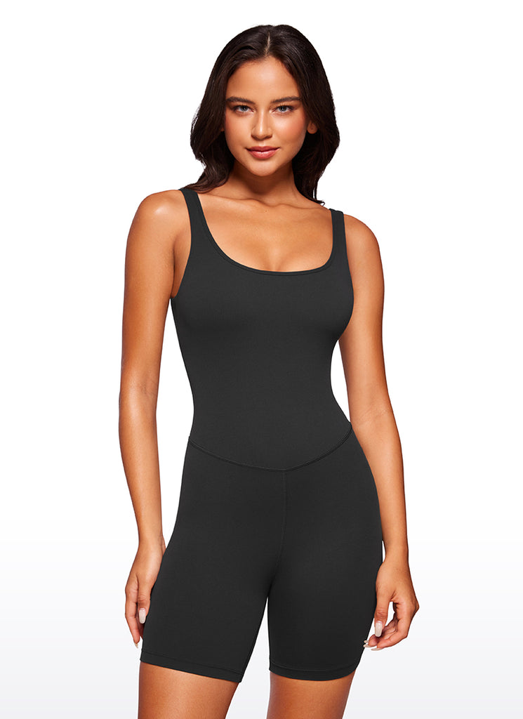 CRZ YOGA Women's Yoga Tight Fit Romper Shorts Bodysuit Jumpsuits Sparkle Blue