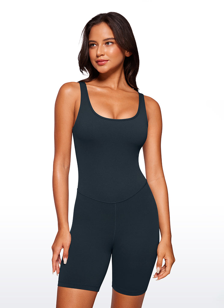 CRZ YOGA Women's Yoga Tight Fit Romper Shorts Bodysuit Jumpsuits Black