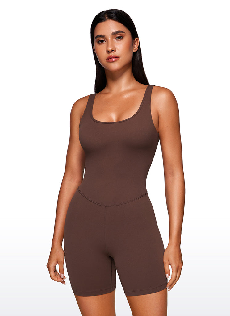 CRZ YOGA Women's Yoga Tight Fit Romper Shorts Bodysuit Jumpsuits True Navy