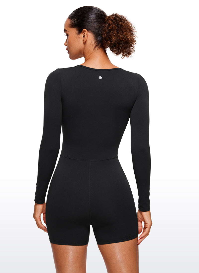 Butterluxe Long Sleeve Scoop Neck Athletic Rompers 4''