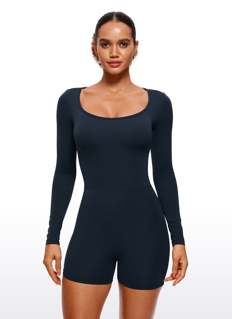 Butterluxe Long Sleeve Scoop Neck Athletic Rompers 4''