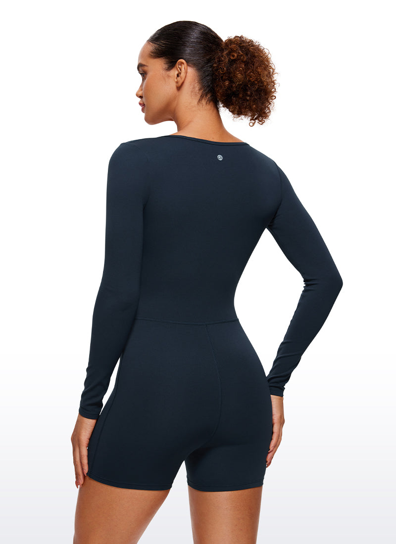 Butterluxe Long Sleeve Scoop Neck Athletic Rompers 4''