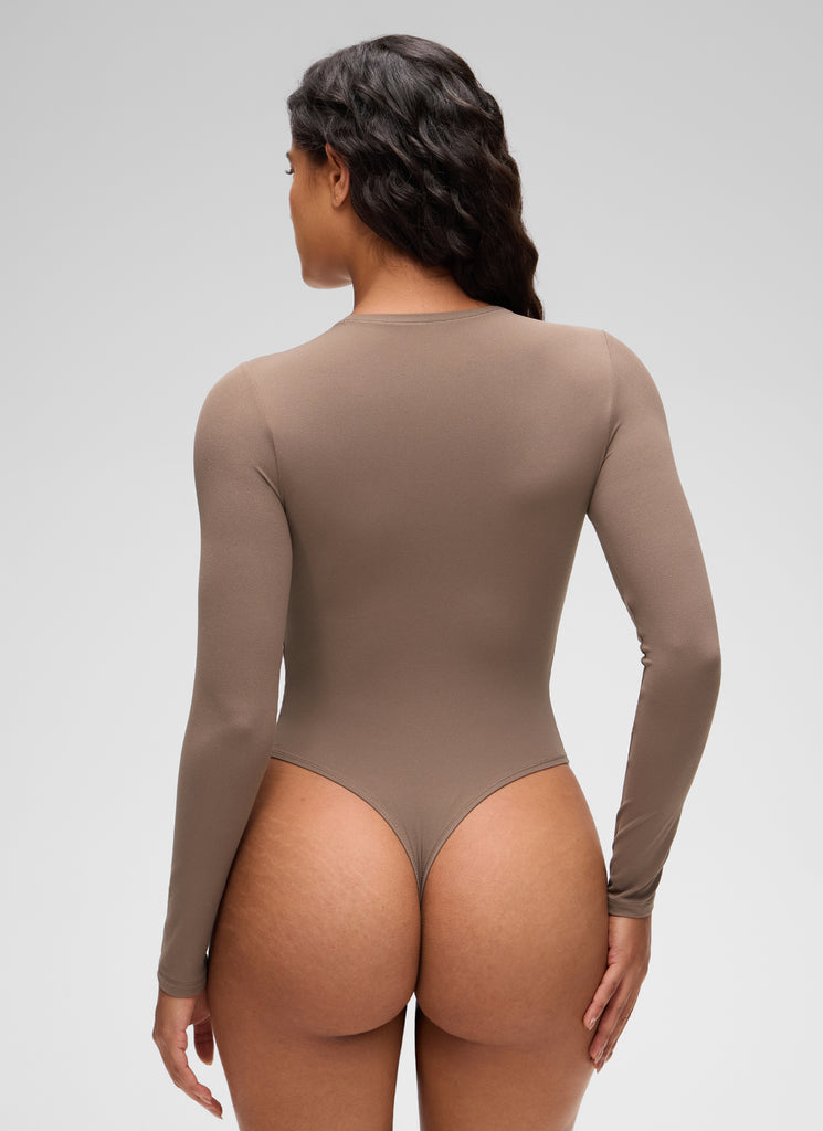 CRZ YOGA Women's Softembrace Casual Scoop Neck Tight Fit Bodysuit Brown Purple