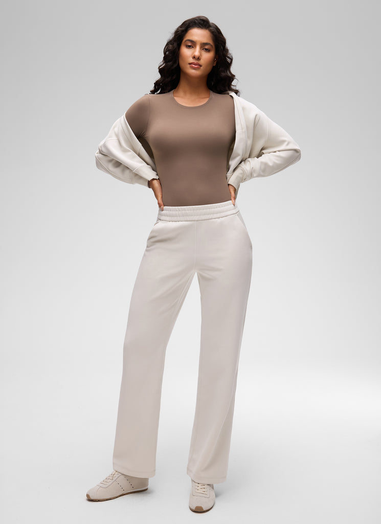 CRZ YOGA Women's Softembrace Casual Scoop Neck Tight Fit Bodysuit Brown Purple