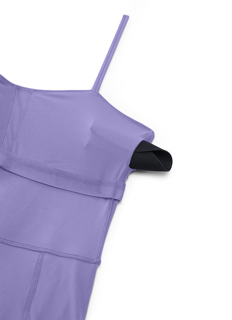 CRZ YOGA Butterluxe Spaghetti Strap Athletic Casual Tennis Dresses Dark Lavender Purple @model_info:Sara