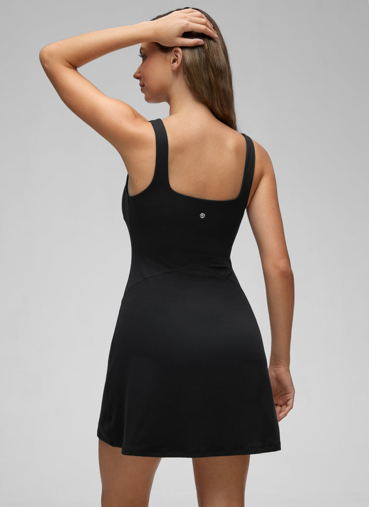 CRZ YOGA Women Butterluxe Square Neck Shelf Bra Tennis Dresses A line Black