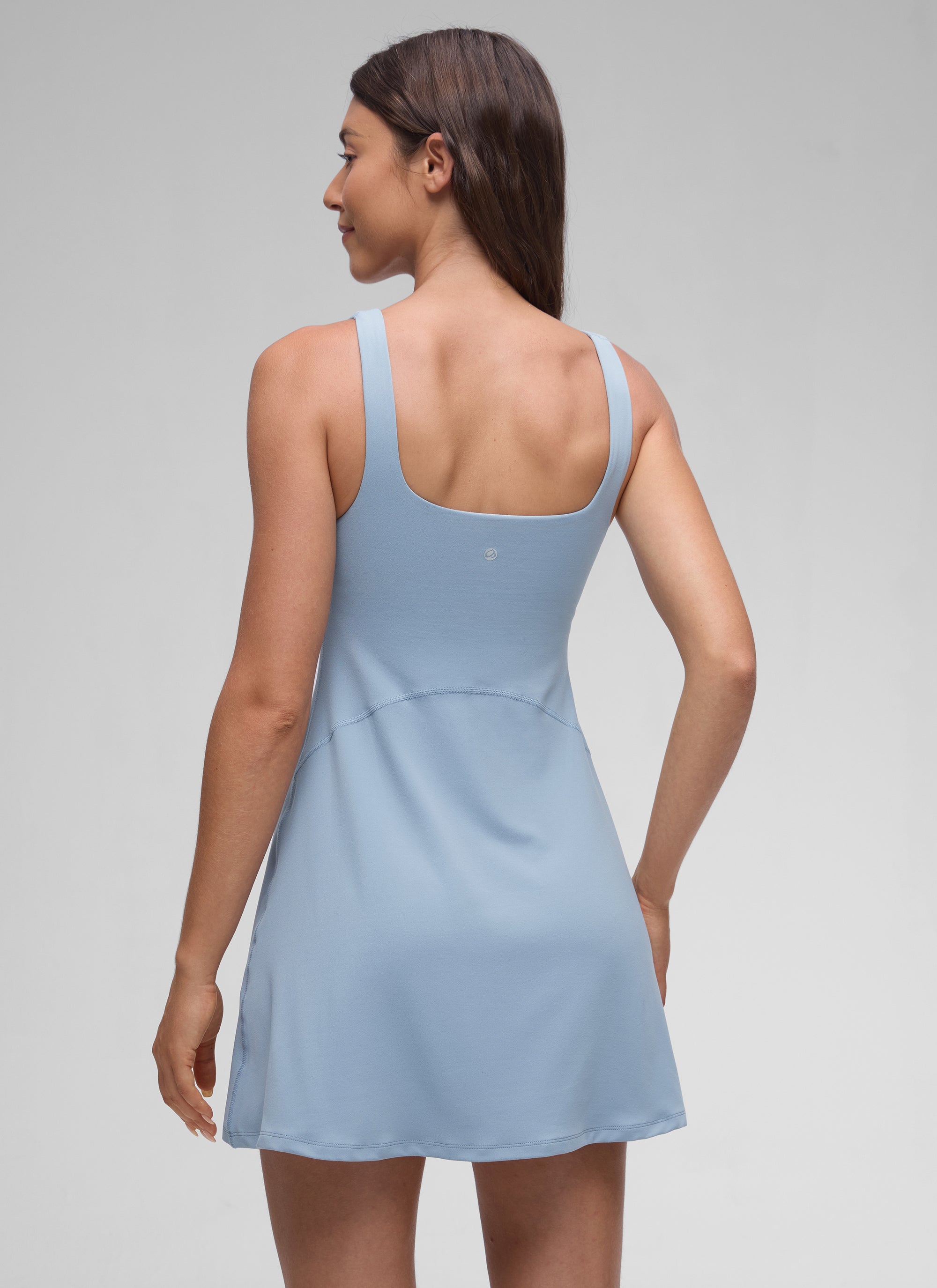 CRZ YOGA Women Butterluxe Square Neck Shelf Bra Tennis Dresses A line Cambric Blue @model_info:Malisa