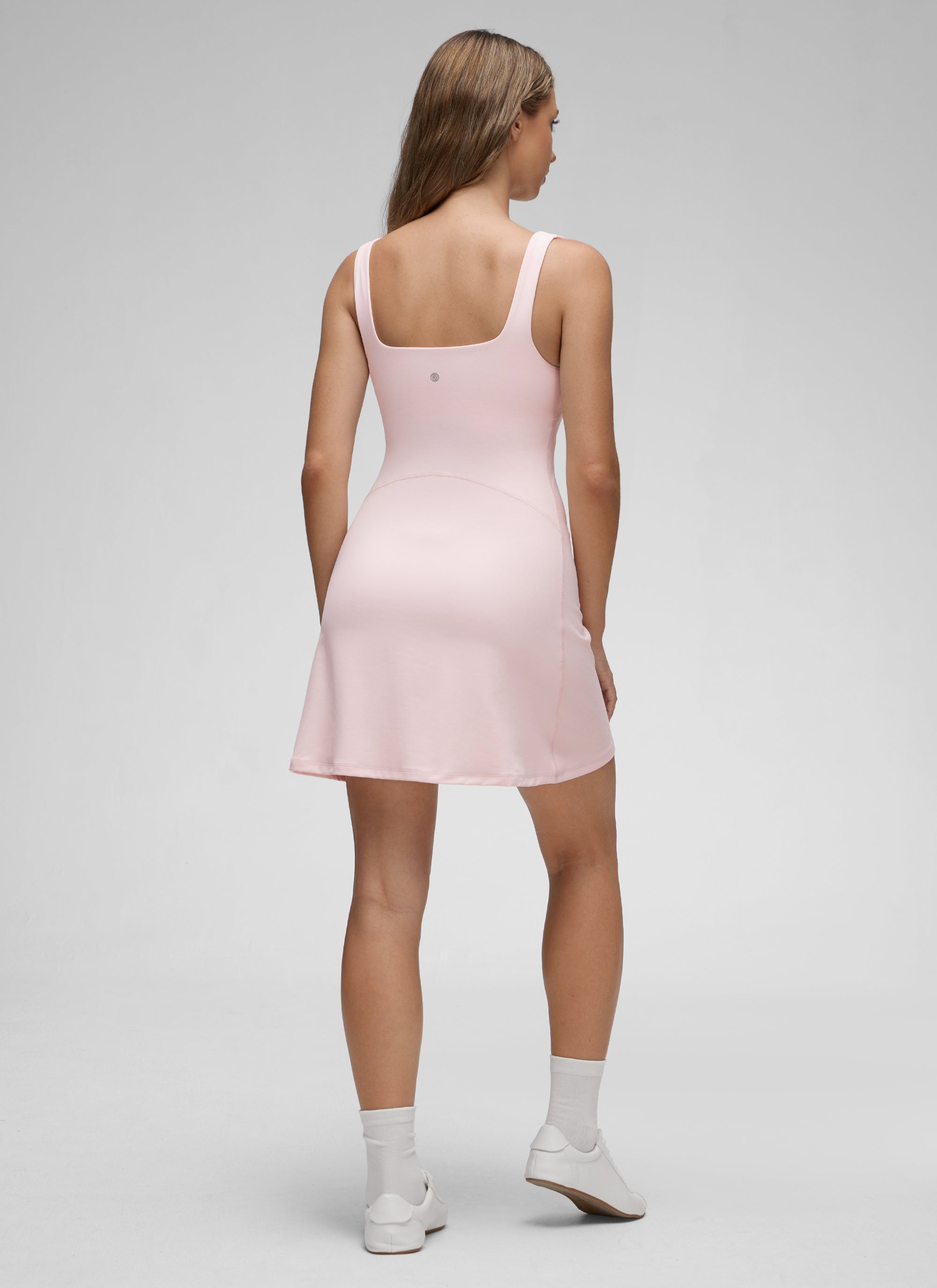 CRZ YOGA Women Butterluxe Square Neck Shelf Bra Tennis Dresses A line Strawberry Pink