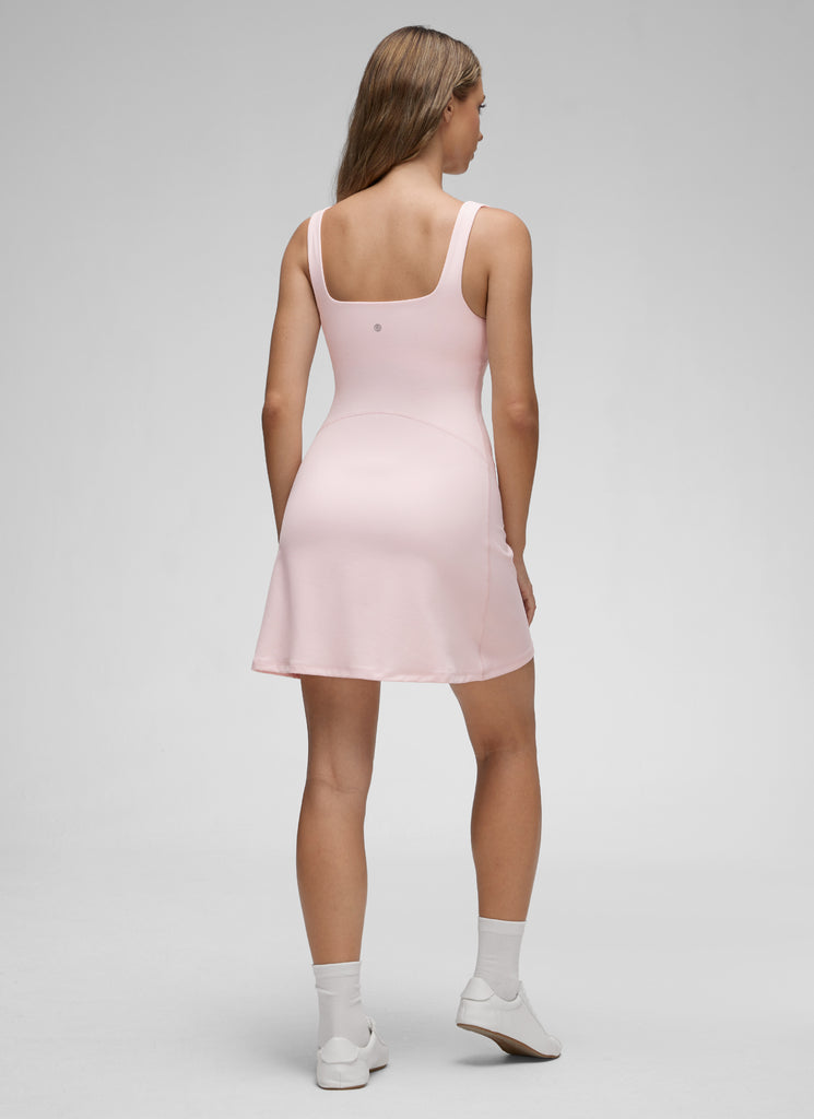 CRZ YOGA Women Butterluxe Square Neck Shelf Bra Tennis Dresses A line Strawberry Pink