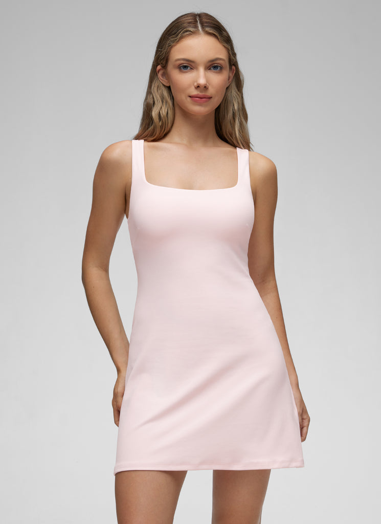 CRZ YOGA Women Butterluxe Square Neck Shelf Bra Tennis Dresses A line Cambric Blue